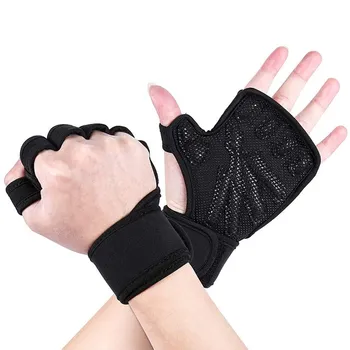 Полезни ръкавици за фитнес в залата на полпальца със защитата на дланите и обертыванием китката за силови тренировки на кроссфиту с вдигане на тежести