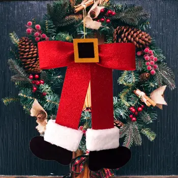 Брилянтна крак на Дядо Коледа с лък, Декоративен лък за Коледната елха, Блестящо бижу за коледа banta, Окачване с лък за краката на Дядо Коледа за Коледа
