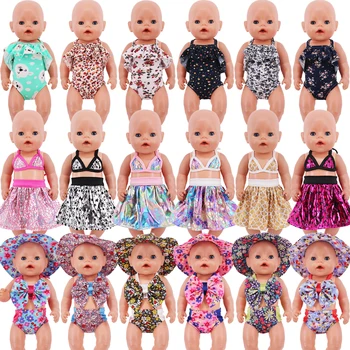 Облекло за кукли Реборн 43 см, Бански-бикини за 18-инчовата момичета, Шапка за американската кукла, цветна пола, подаръци за деца, нашето поколение