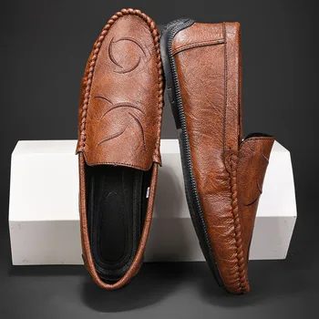 Ежедневни Мъжки обувки от естествена кожа ръчно изработени, Дизайнерски Обувки, Мъжки Удобни Кожени Обувки, Мъжки Лоферы, Лидер на Продажбите, Мокасини, Обувки За Шофиране