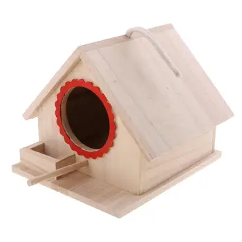 Дървен окачен птичи къща/гнездо/Кутия за хранене на ръчен труд за дома и градината