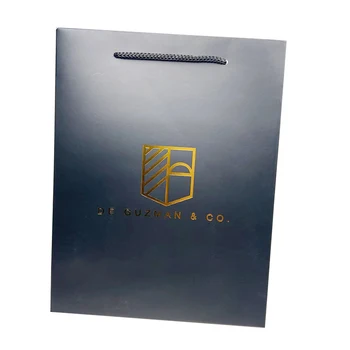 индивидуален дизайн на Луксозен Черен Цвят Златно Щамповане на Индивидуален лого дизайн CMYK Художествена печат Хартиена торбичка за подарък опаковки