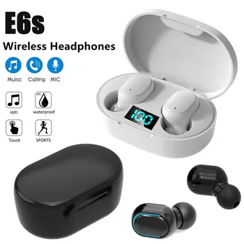 Безжични слушалки TWS E6S 5,0 Bluetooth слушалки, Hi-Fi, слушалки, Спортни мини-слушалки с микрофон, слушалки