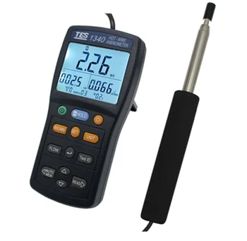 Термоанемометр TES-1340 за измерване на скоростта на вятъра и обема на въздуха