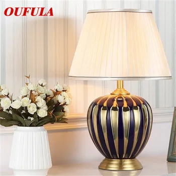 Настолни лампи TYLA от мед, Керамичен плот, Луксозна Модерна плат за Фоайе, дневна, Офис, Креативни спални, хотела