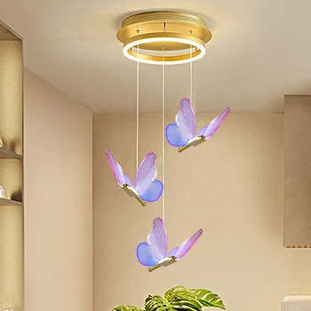 Led висящи лампи с пеперуди в Скандинавски стил за вътрешно осветление, Подвесная лампа за хола, маса за Хранене, Прикроватное украса, Подвесное осветление
