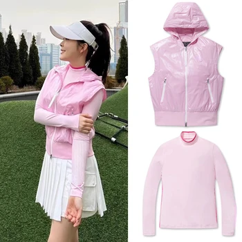 Дамски дрехи за голф Корейски спортни cut, пуловер с дълъг ръкав и подплата, риза, горна дреха