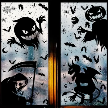 Хелоуин Гигантски Призрак Чудовище Призрачная сянка Етикети В Прозореца Вещица Смъртта на Скелет на прилеп За Хелоуин декоративни