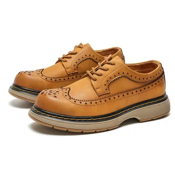 Британската Мъжки Обувки Пролет Есен Ретро Резбовани Обувки От Телешка Кожа, Мъжки Бизнес Ежедневни Обувки, Луксозна Социална Обувки за Мужчин신발 남성