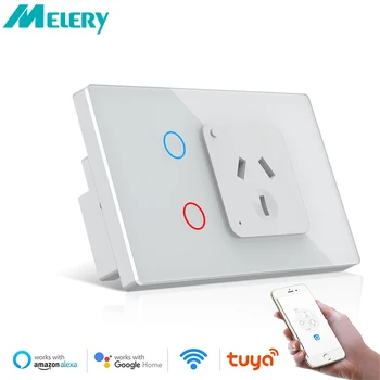 Melery Sasha WiFi Австрийската Стенни Изход Smart Life Ключа за лампата AU Контакт с Докосване Сензор Стъклен Панел от Алекса Google Home