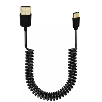 USB конектор 3.1 Type-C към конектора USB 2.0 Кабел за зареждане Пружинен Кабел за предаване на данни Type C За телефони и таблети с Прибиращ се кабел