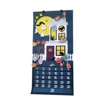 Календар за обратно броене на Хелоуин, стенни адвент-календар с подвижни декорации за украса на дома клас