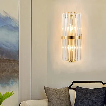 Модерен и луксозен кристален led монтиран на стената лампа за дневна, спалня, коридор, скандинавски лофтового декор, Стенни лампи, Нощни стенни осветителни тела