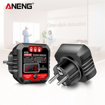 Детектор за контакти ANENG AC28 с цифров дисплей, детектор полярност на контакти, LCD щепсел САЩ/ЕС за тестване на обекти за хранене/ключове изтичане на
