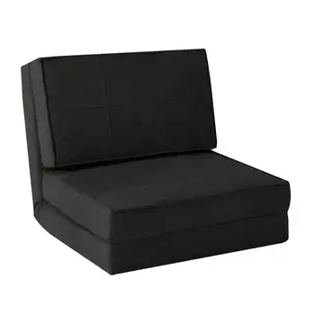 Меко замшевое 3-позиционен разтегателен фотьойл за отдих, черно