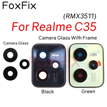 За Realme C35 Подмяна стъклен капак на обектива задната камера на самозалепващи се стикери RMX3511