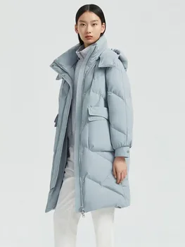 Пуховик женски сгъсти, нова корейска версия, модерно универсално палто със средна дължина