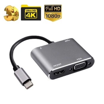 4K Type C-HDMI-съвместим C USB 3.0 VGA PD Адаптер Докинг хъб за Macbook Samsung S20 Декс за Huawei, Xiaomi