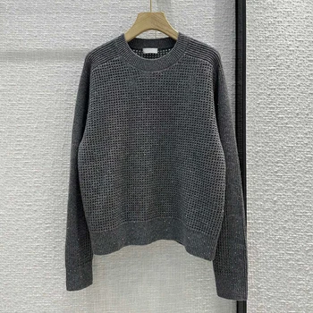 2023 женски качеството на пролетно-летния вязаный пуловер с пайети, швейцария тъкани процес, без ретро пуловер, пуловер