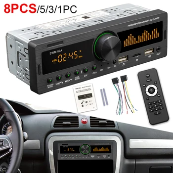 1Din Bluetooth Радиото в автомобила Mirrorlink Кола Стерео FM AM Аудио MP3-Плейър, USB/SD/AUX Вход, Два USB За Зареждане на телефона