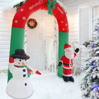 Коледна надуваема арка с дължина 2.4 м с led подсветка, арката на универсален магазин с Дядо Коледа и Снеговиком за партита