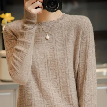 Дамски пуловер от 100% естествена вълна, Възли, Пуловери, Топла разпродажба, Зимните и Пролетните Вълнени Джъмпери, Стандартни дамски блузи