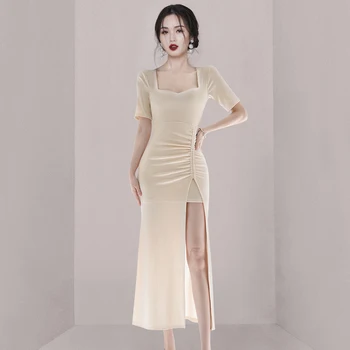 През лятото 2023 корейски Versionedition супер сладък отгледа морал пакет хип дълга трикотажная чанта бедрата си с рокля с къси ръкави