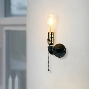 Креативен Американски малка странична лампа за преминаване по стълбите, Американски Ретро Промишлен Вятър, Водопровод, Iron Моноцефальный монтиран на стената лампа, регистрационен номер