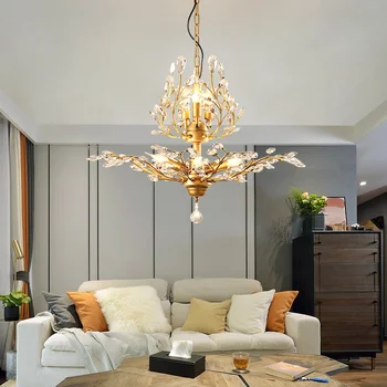 Окачен лампа в Скандинавски стил, led окачен лампа, стая за всекидневна, Кристален полилей, Ретро декор под формата на свещички, таван