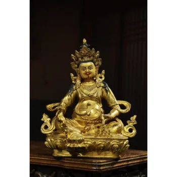 21 см Китайската Латунная Жълта Статуя Джамбалы Старата Бронзова Позлатена Статуя на Буда