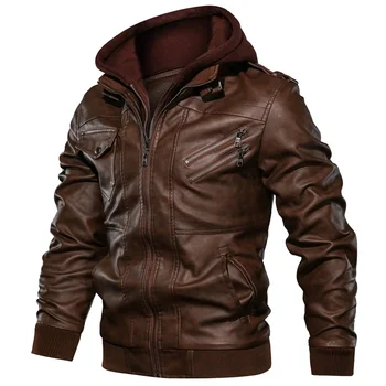 Абсолютно Нови Зимни якета, Мъжки Ежедневни връхни дрехи, палто, Ветровка от изкуствена мотоциклетизъм кожа, мъжки палта на Европейския размер S-XXL