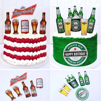 Украса на торта, Така Бира, Украса за торта, Зелен, Червен, за печене, Флаг за Парти по случай рожден Ден, Украса за торта със собствените си ръце