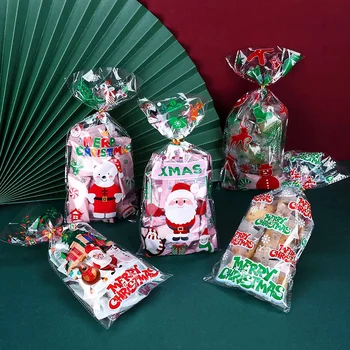 50шт Коледни Пластмасови Опаковки за шоколадови Бонбони, Коледни сладки, Подаръци пакети, Снежинки, Дядо Коледа, Коледна Опаковка, Коледни Сувенири и