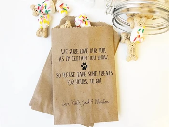 Комплект от 50 Сватбени чанти за кучета, Чанти за предложения за кучета за сватба, Чанти за кучета, Сватбена лакомство за кучета, Сватбени сувенири, подаръци за партита за кучета