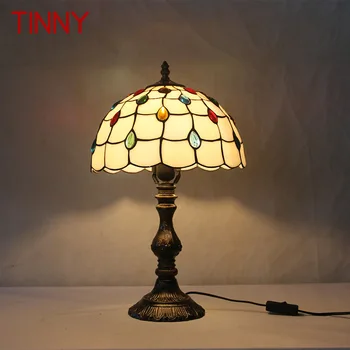 Лидице стъклена настолна лампа Tiffany LED Ретро модерен Обикновена настолна лампа Декор За дома, хол, спалня, прикроватной нощни шкафчета