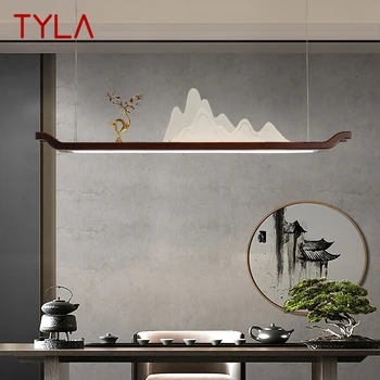 Led окачен лампа в китайски стил TYLA, Креативна правоъгълна полилей в стил на Дзен с шарките на Хълма за домашна трапезария Чайханы