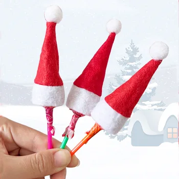 Коледна украса, шапки на Дядо Коледа с леденцами, мини-шапки на Дядо Коледа с бонбони