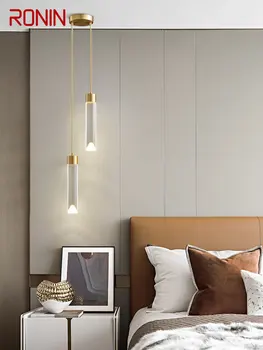 RONIN Модерен златен led окачен лампа в 3 цвята, обикновен творчески декоративен месинг окачен лампа за дома спални