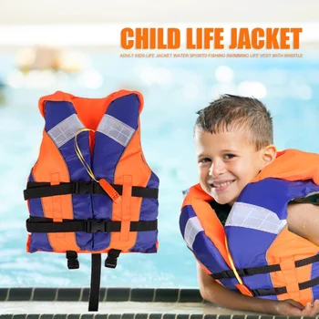 Средства за безопасност, Детска Спасителна жилетка със свистком, Светлоотразителни ленти, Яке за Риболов, каране на лодки, плаващи, водни спортове