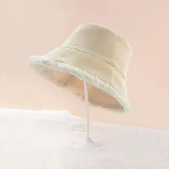 Зимна шапка с руното облицовка, уютни обратими флисовые рибарски шапки от сгъсти овча вълна, обикновена цвят, топлото за зимата, за улицата