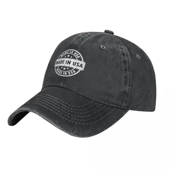Произведено в САЩ, печат, регулируем бейзболна шапка, спортна ковбойская шапка, шапка шофьор на камион, шапка за татко, класически ретро реколта шапка за мъже и жени