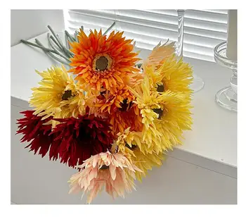 40 см Гербер, изкуствени цветя, украса на дома, Фалшиви цветя, украси за сватбени партита, 2023 Цвете на дълга дръжка за декор на вази, 1 бр.