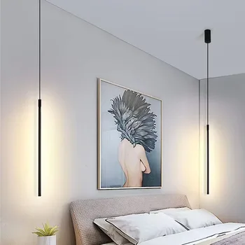 120 см, модерен минималистичен led окачен лампа с дълга ивица, Нощни шкафче за спалня, монтиран на стената фон за телевизор, Висящи лампи, Декорация