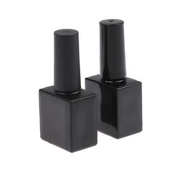 10 мл Празен UV-черен квадратен флакон за лак за нокти + Малък пискюл е Контейнер за дизайн на ноктите Стъклени бутилки за масло за нокти