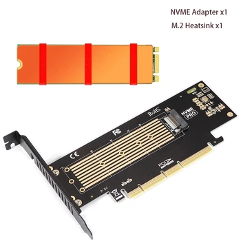 Адаптер SSD M. 2 NVME за PCIe 4.0 22110, карта за разширяване M2 64 Gbit/с PCIe 4.0 X4 PCI-E GEN4 GEN3 на пълна скорост с меден радиатор