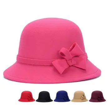 Удобна дамска шапка, однотонная шапка от изкуствена вълна с широки полета за чай
