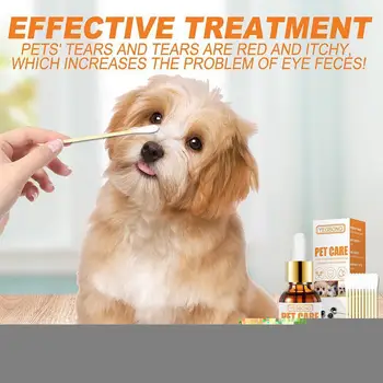 50 мл Капки За почистване на Очите Pets Care Препарат За Окото на Домашни Любимци За Бялата Кожа на Кучета и за Премахване на Петна От Сълзи Пет Suppli V3q3
