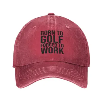 Готина Памучен бейзболна шапка Born To Golf Forced To Work за Мъже И Жени, Персонални Унисекс, Забавни Цитати за Голф, Шапка за Татко, Пролет