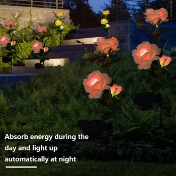 3-7 Глави Слънчева светлина Осветява Външен Декоративен Слънчева градина под формата на глухарче, осветяване на тревата във формата на цвете, роза, лампа за декор на градина в двора, двор