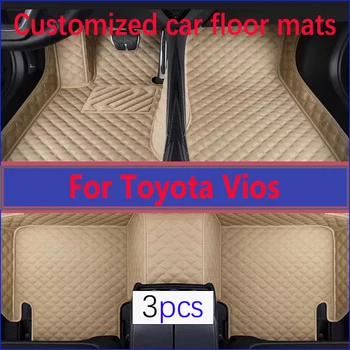 Автомобилни Стелки За Toyota Vios Yaris седан ATIV Service XP150 2013 ~ 2022 Килим Rugs Кожен Водоустойчив Мат Комплект Подови Покрития Аксесоари за Автомобили